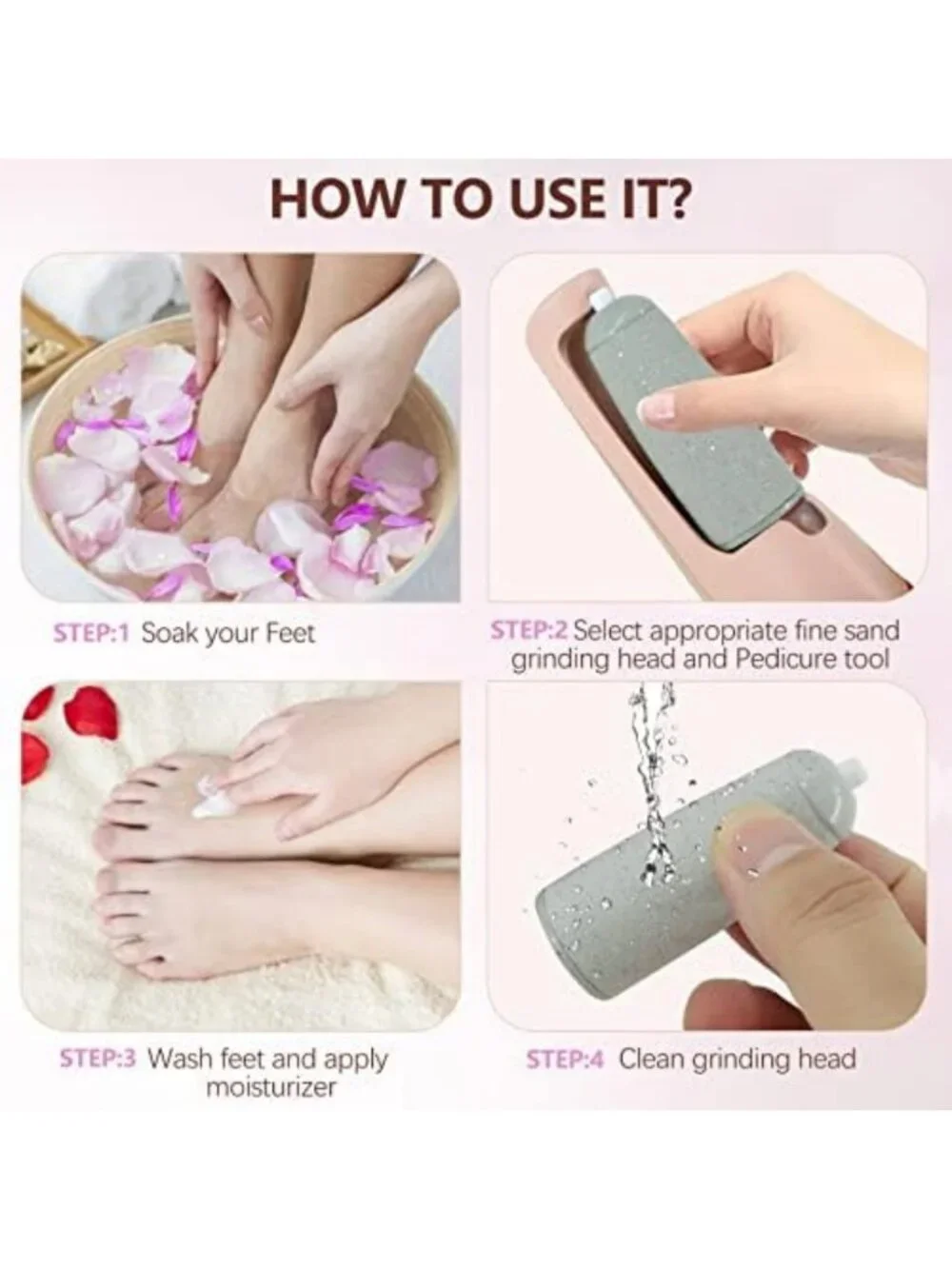 Rechargeable Electric Callus Remover Pedicure Kit - 12-in-1 Foot Care Tool for